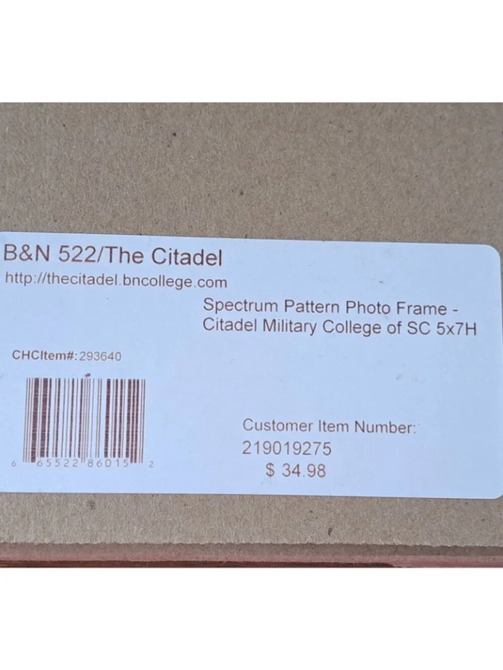 The Citadel Military College Picture Frame New in Box For 5
